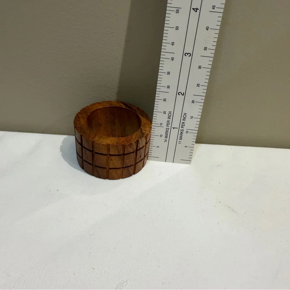 Vintage MCM Wood Napkin Rings 5 Mod Rustic Farmhouse Classic Home‎ Decor